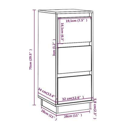 Sideboards 2 Stk. Schwarz 32x34x75 cm Massivholz Kiefer - Pazzar.ch