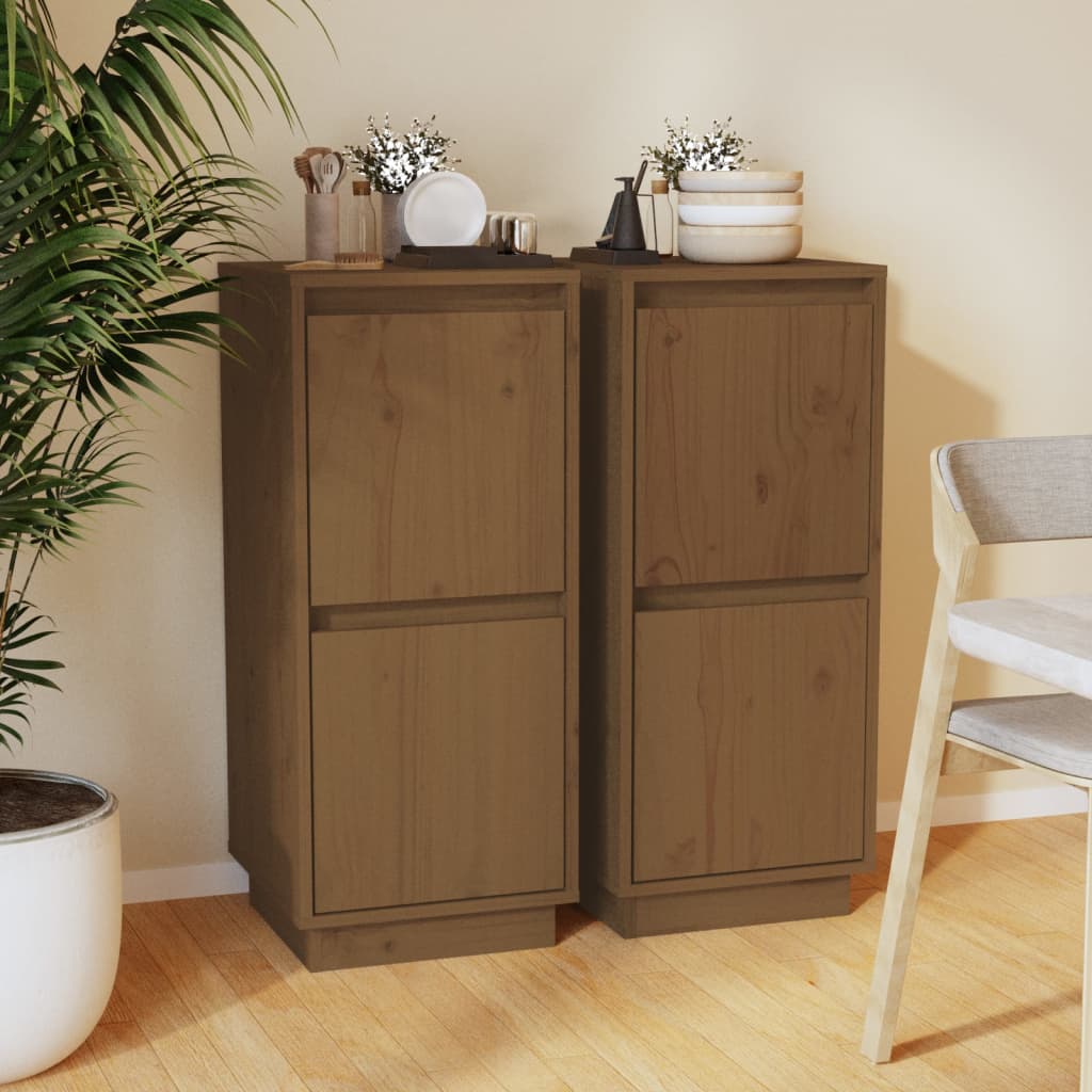 Sideboards 2 Stk. Honigbraun 31,5x34x75 cm Massivholz Kiefer - Pazzar.ch