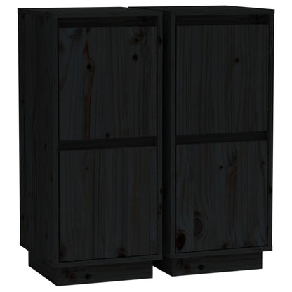 Sideboards 2 Stk. Schwarz 31,5x34x75 cm Massivholz Kiefer - Pazzar.ch