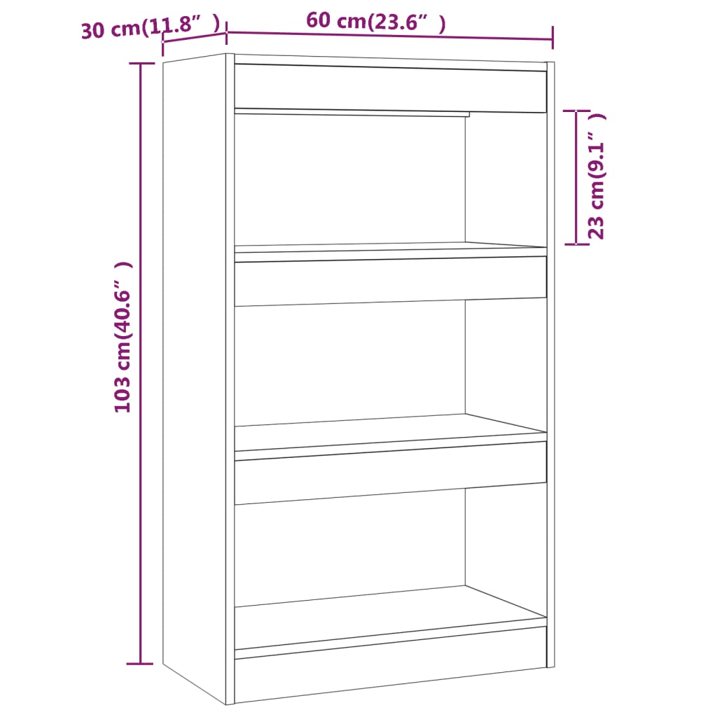 Bücherregal/Raumteiler Betongrau 60x30x103 cm Holzwerkstoff - Pazzar.ch