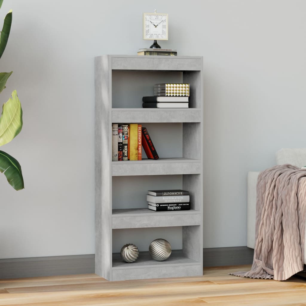 Bücherregal/Raumteiler Betongrau 60x30x135 cm Holzwerkstoff - Pazzar.ch