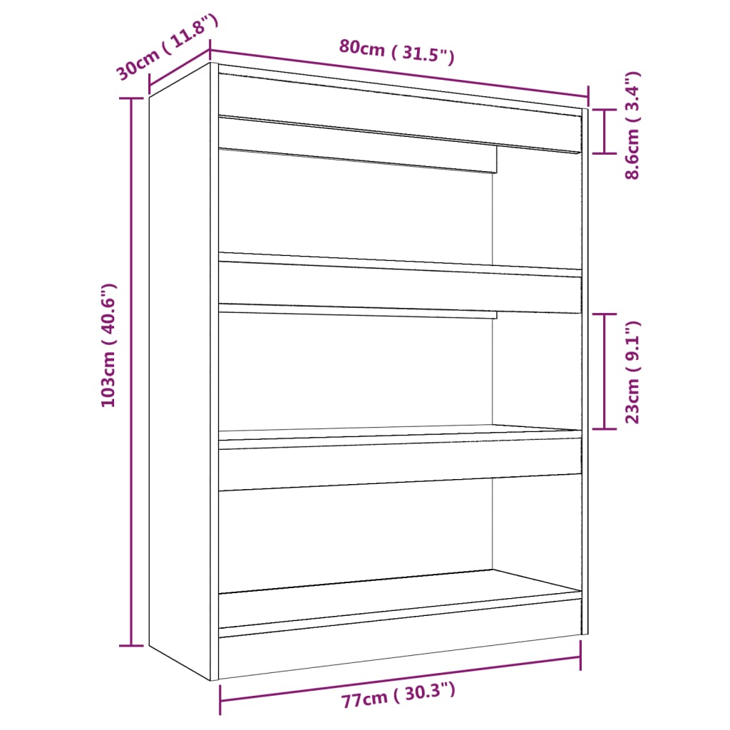 Bücherregal/Raumteiler Schwarz 80x30x103 cm Holzwerkstoff - Pazzar.ch