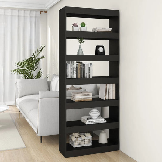 Bücherregal/Raumteiler Schwarz 80x30x198 cm Holzwerkstoff - Pazzar.ch