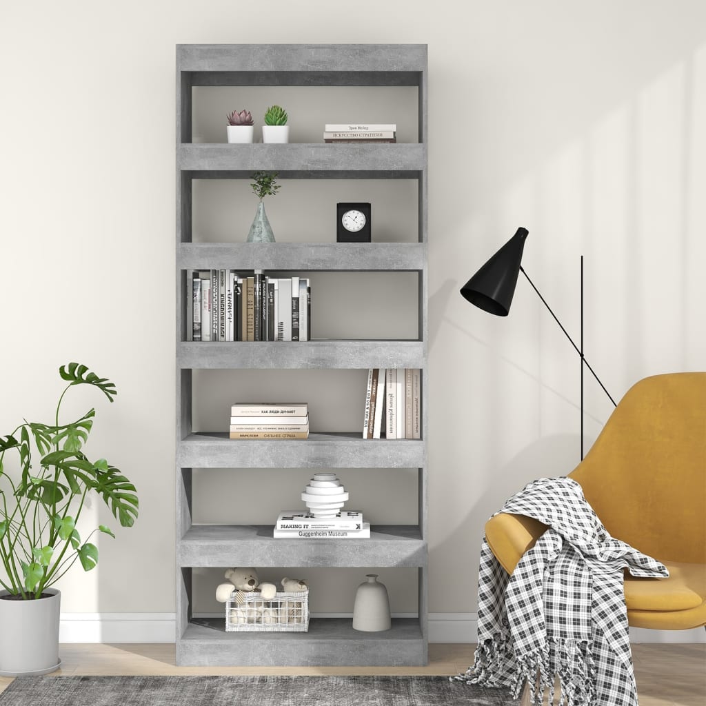 Bücherregal/Raumteiler Betongrau 80x30x198 cm Holzwerkstoff - Pazzar.ch