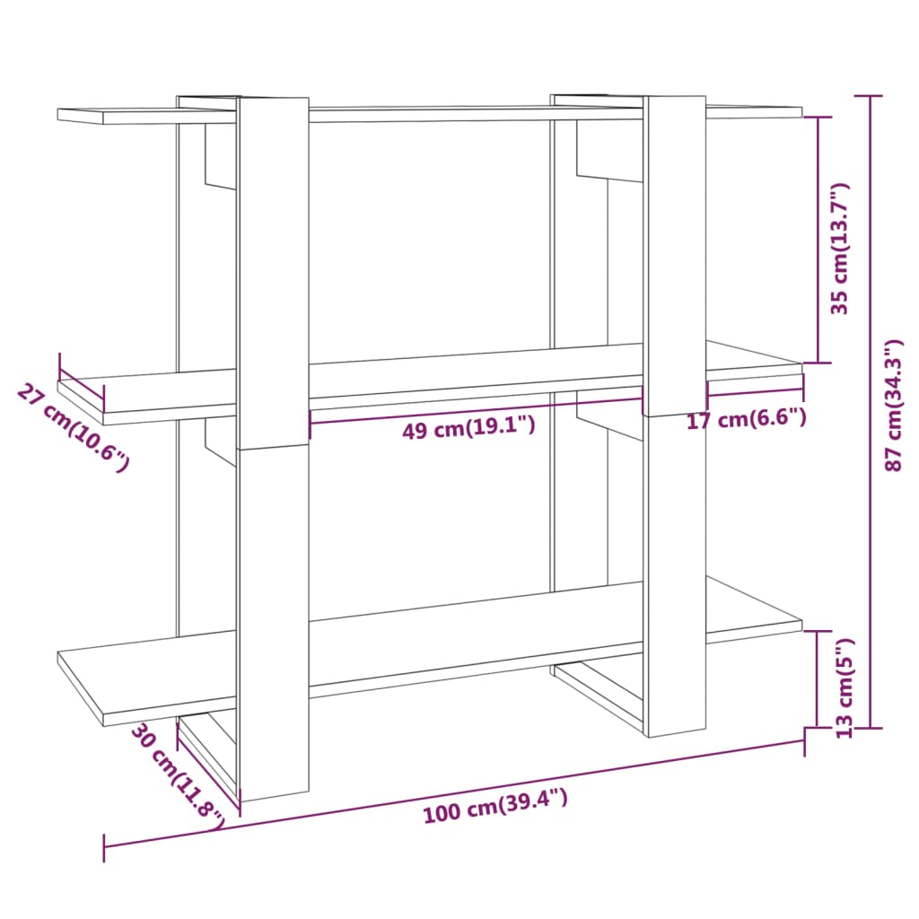 Bücherregal/Raumteiler Grau Sonoma 100×30×87 cm - Pazzar.ch