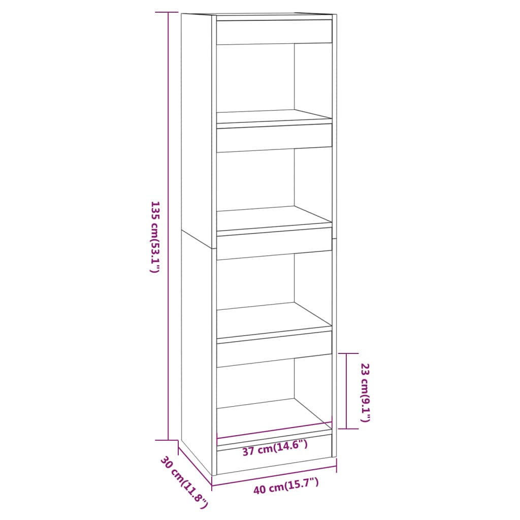 Bücherregal/Raumteiler Grau Sonoma 40x30x135 cm - Pazzar.ch