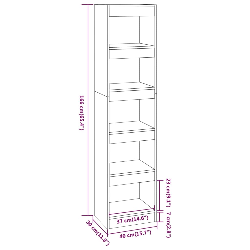 Bücherregal/Raumteiler Braun Eichen-Optik 40x30x166 cm - Pazzar.ch