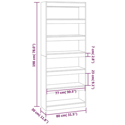 Bücherregal/Raumteiler Räuchereiche 80x30x198 cm Holzwerkstoff - Pazzar.ch