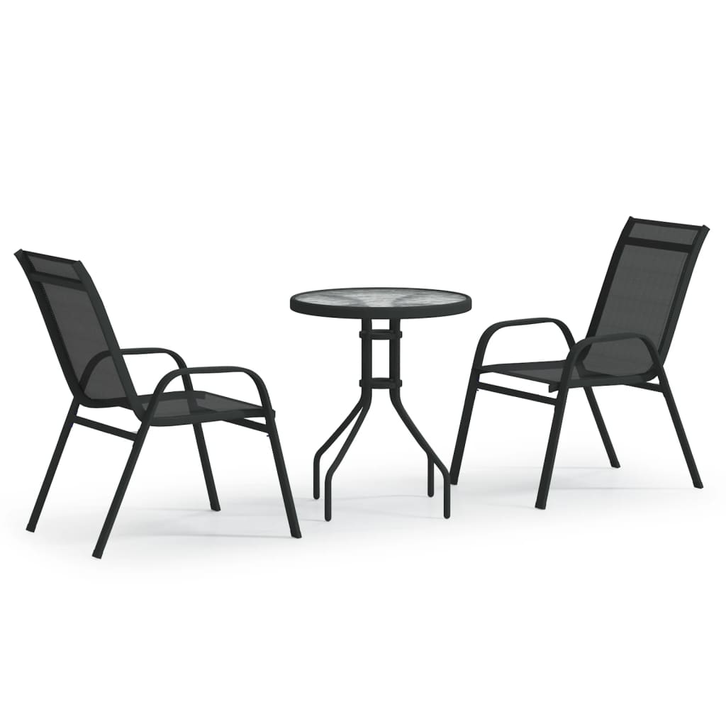 3-tlg. Garten-Bistro-Set Schwarz - Pazzar.ch