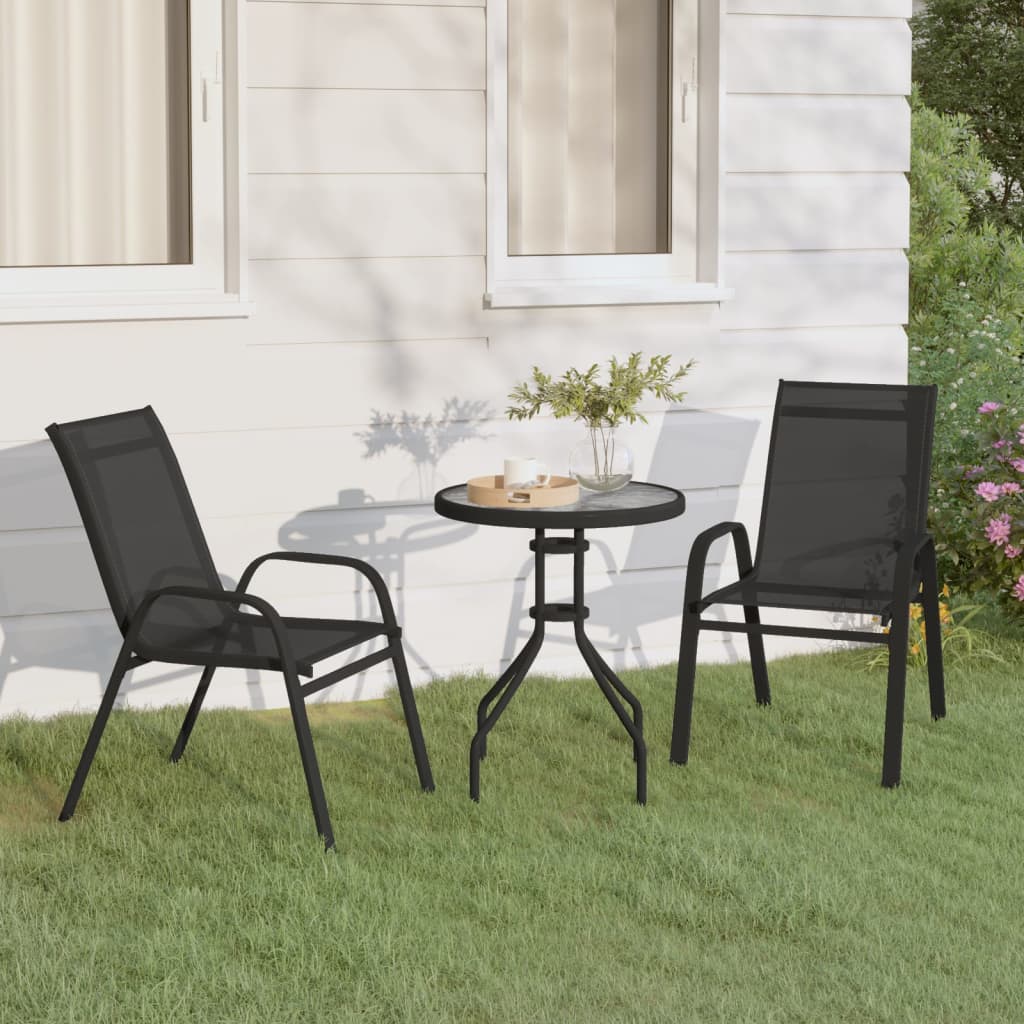 3-tlg. Garten-Bistro-Set Schwarz - Pazzar.ch