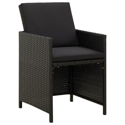 9-tlg. Garten-Essgruppe mit Auflagen Poly Rattan Schwarz - Pazzar.ch