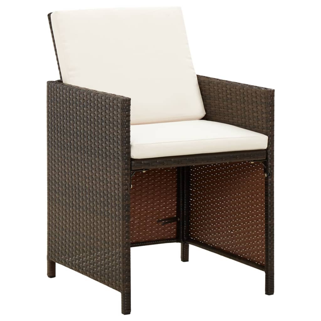 5-tlg. Garten-Essgruppe mit Kissen Poly Rattan Braun - Pazzar.ch