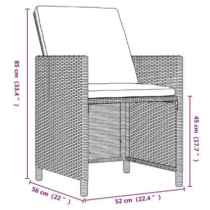 5-tlg. Garten-Essgruppe mit Kissen Poly Rattan Braun - Pazzar.ch