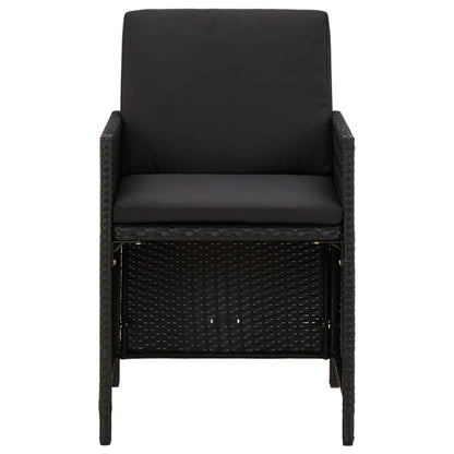 9-tlg. Garten-Essgruppe mit Kissen Poly Rattan Schwarz - Pazzar.ch