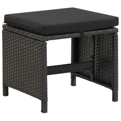 9-tlg. Garten-Essgruppe mit Kissen Poly Rattan Schwarz - Pazzar.ch