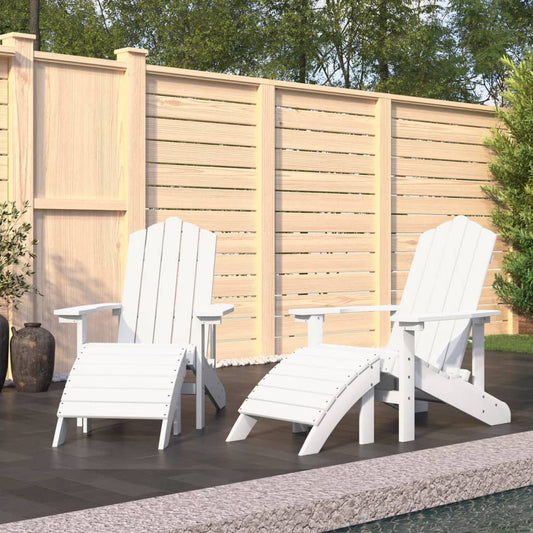 Adirondack-Gartenstühle 2 Stk. mit Hockern HDPE Weiß - Pazzar.ch