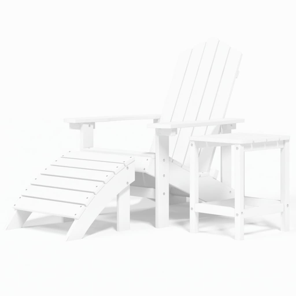 Adirondack-Gartenstuhl mit Hocker & Tisch HDPE Weiß - Pazzar.ch
