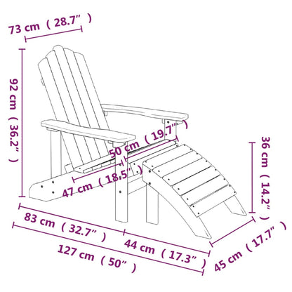 Adirondack-Gartenstuhl mit Hocker & Tisch HDPE Weiß - Pazzar.ch
