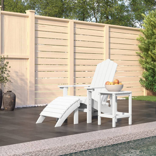 Adirondack-Gartenstuhl mit Hocker & Tisch HDPE Weiß - Pazzar.ch