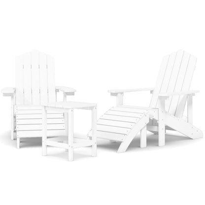 Adirondack-Gartenstühle mit Hocker & Tisch HDPE Weiß - Pazzar.ch