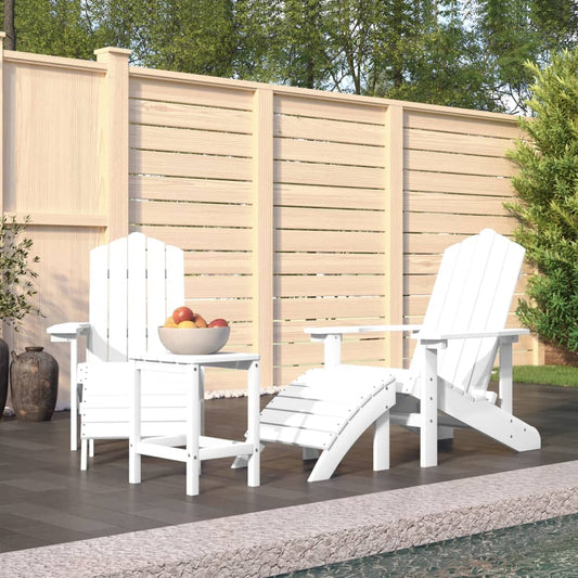 Adirondack-Gartenstühle mit Hocker & Tisch HDPE Weiß - Pazzar.ch