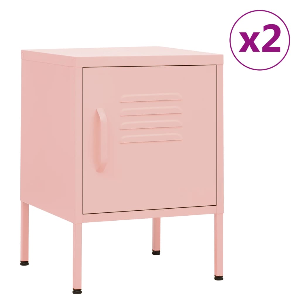 Nachttische 2 Stk. Rosa 35x35x51 cm Stahl - Pazzar.ch