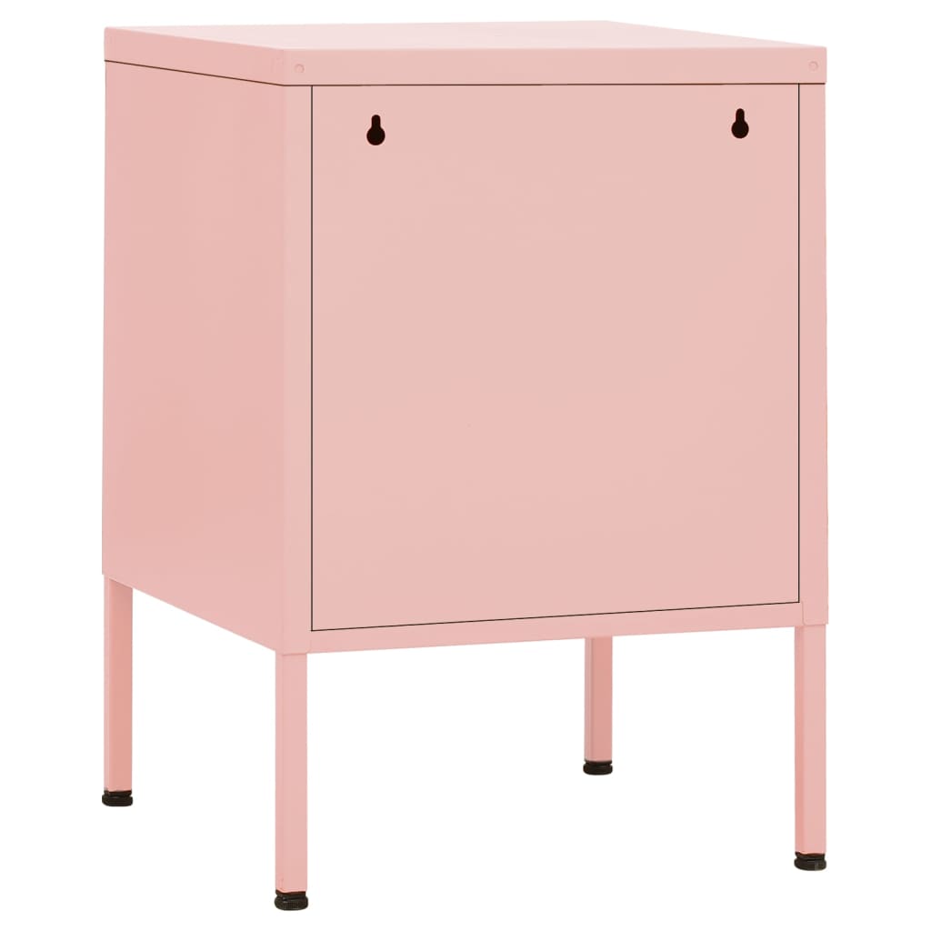 Nachttische 2 Stk. Rosa 35x35x51 cm Stahl - Pazzar.ch
