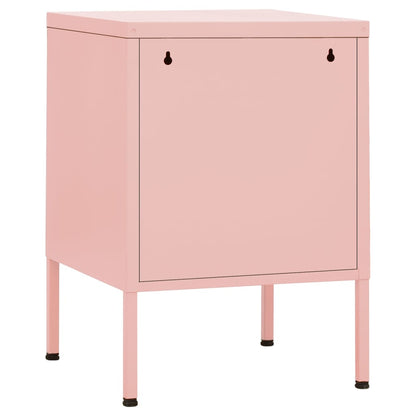 Nachttische 2 Stk. Rosa 35x35x51 cm Stahl - Pazzar.ch