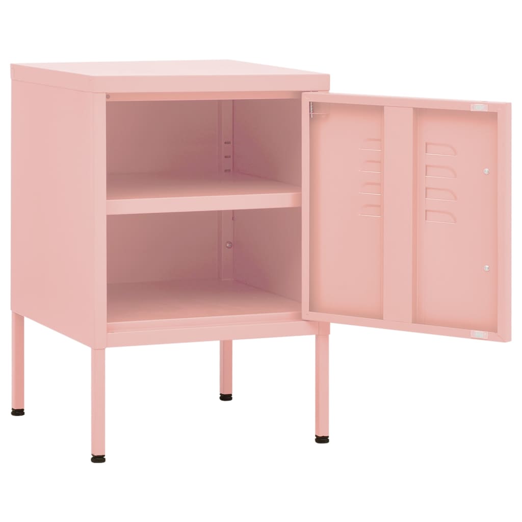 Nachttische 2 Stk. Rosa 35x35x51 cm Stahl - Pazzar.ch