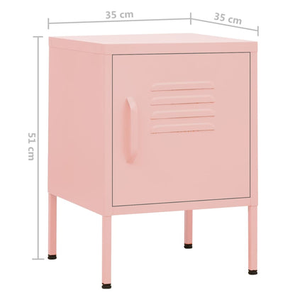 Nachttische 2 Stk. Rosa 35x35x51 cm Stahl - Pazzar.ch