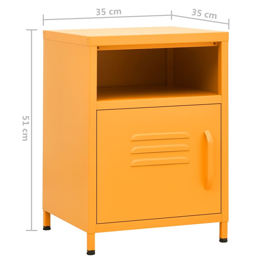 Nachttische 2 Stk. Senfgelb 35x35x51 cm Stahl - Pazzar.ch