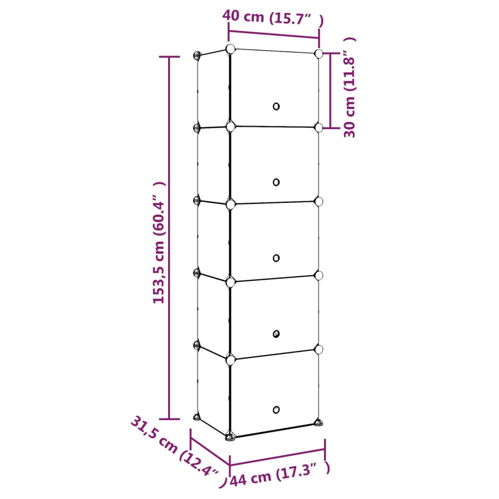 Schuhregal Transparent 44x31,5x153,5 cm PP - Pazzar.ch