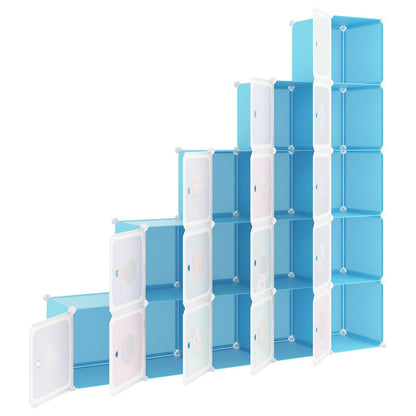 Kinderschrank Modular mit 15 Würfeln Blau PP - Pazzar.ch