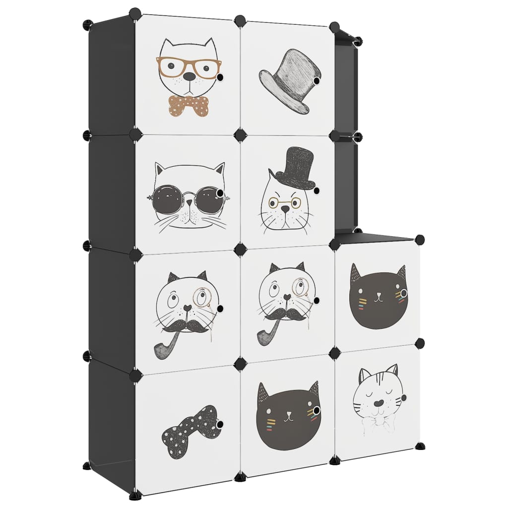 Kinderschrank Modular mit 10 Würfeln Schwarz PP - Pazzar.ch