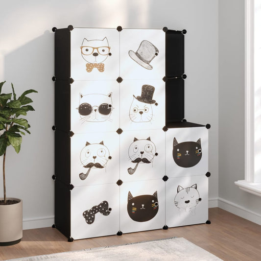 Kinderschrank Modular mit 10 Würfeln Schwarz PP - Pazzar.ch