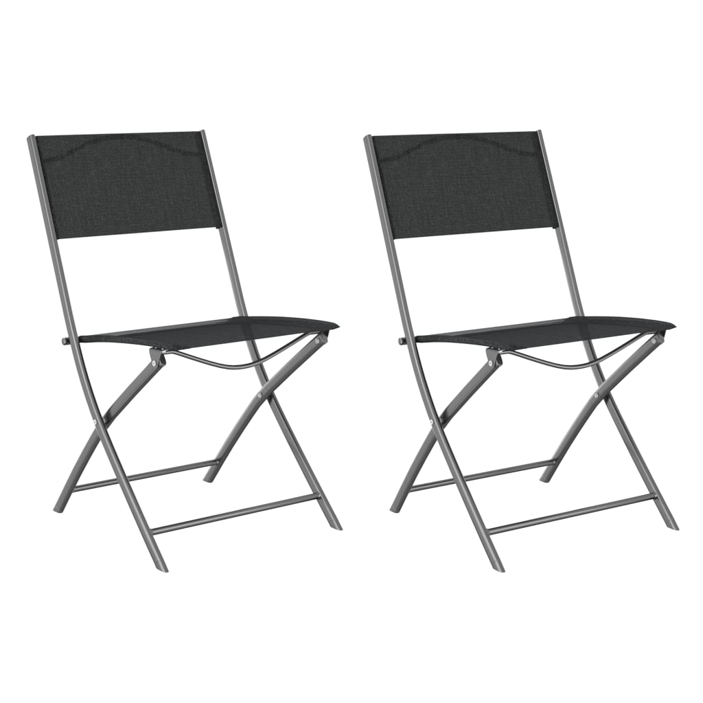 Klappbare Gartenstühle 2 Stk. Schwarz Stahl und Textilene - Pazzar.ch