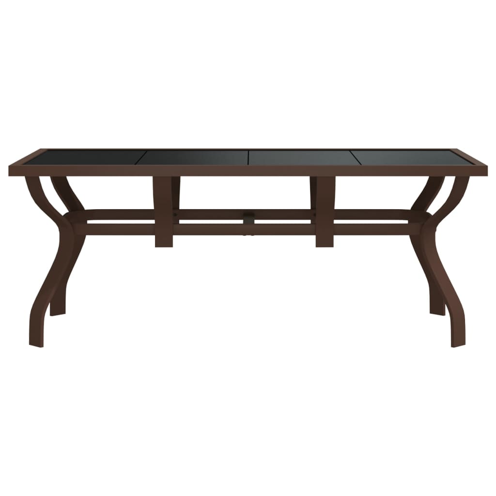 Gartentisch Braun und Schwarz 180x80x70 cm Stahl und Glas - Pazzar.ch