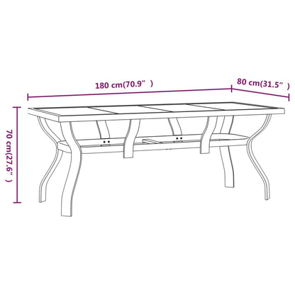 Gartentisch Braun und Schwarz 180x80x70 cm Stahl und Glas - Pazzar.ch