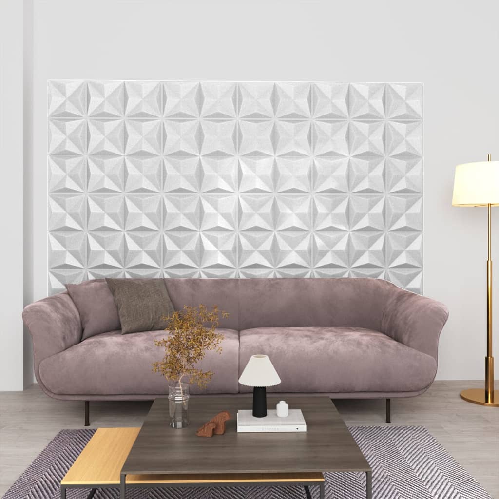 3D-Wandpaneele 48 Stk. 50x50 cm Origami Weiß 12 m²