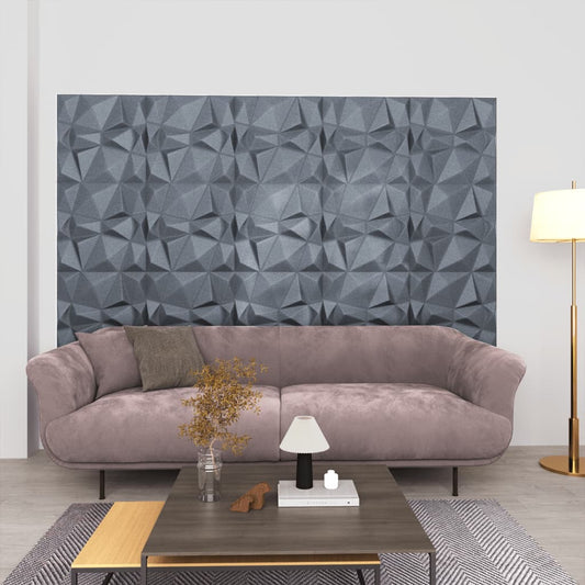 3D-Wandpaneele 48 Stk. 50x50 cm Diamant Grau 12 m² - Pazzar.ch