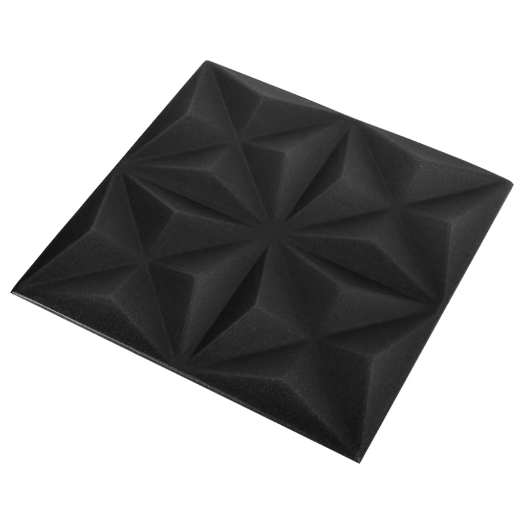 3D-Wandpaneele 12 Stk. 50x50 cm Origami Schwarz 3 m² - Pazzar.ch