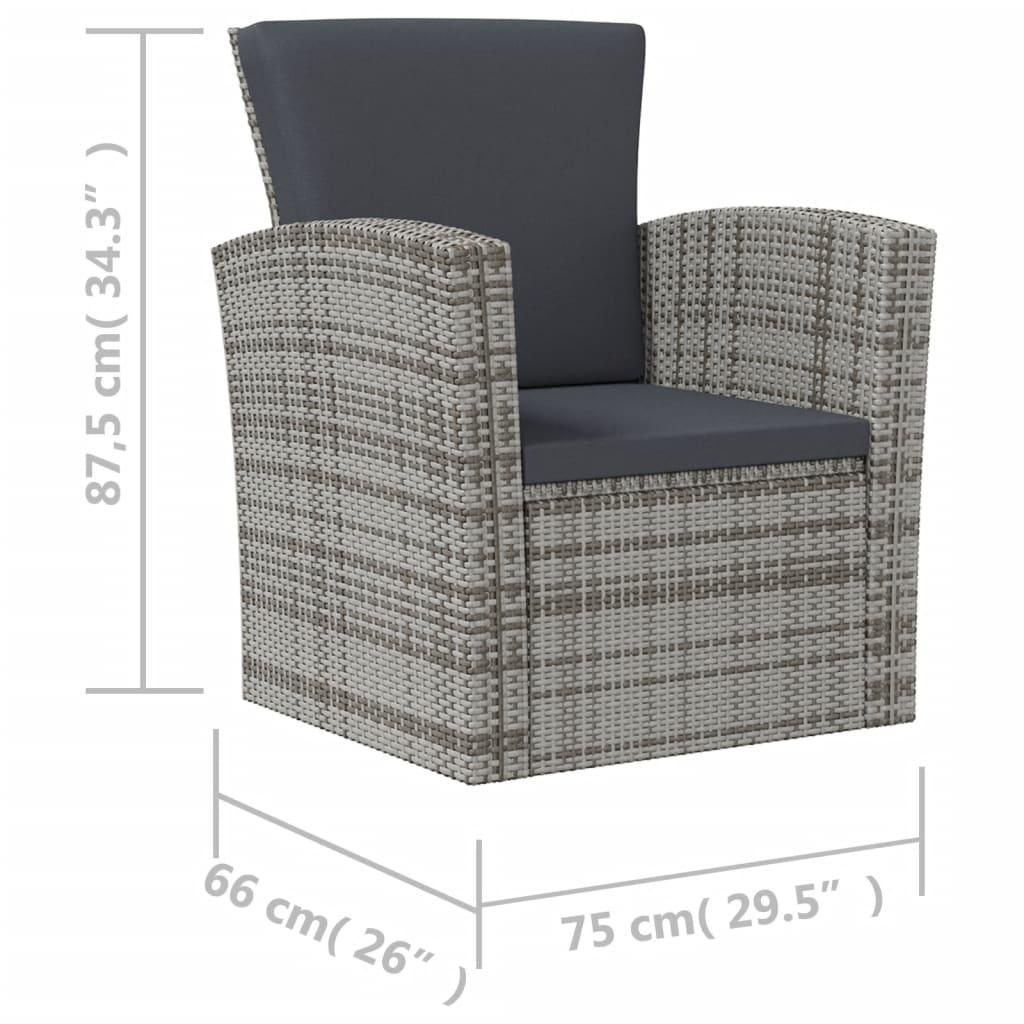 16-tlg. Garten-Lounge-Set mit Auflagen Poly Rattan Grau - Pazzar.ch