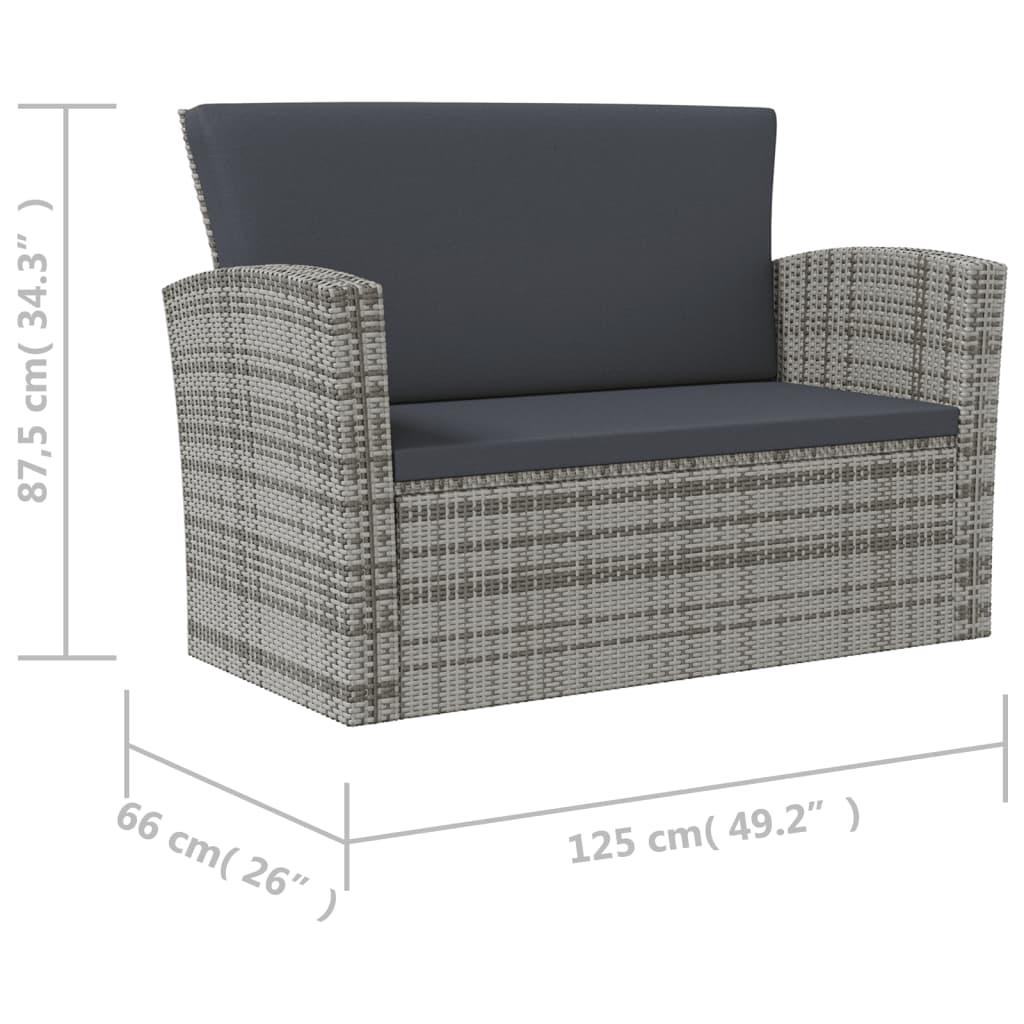 16-tlg. Garten-Lounge-Set mit Auflagen Poly Rattan Grau - Pazzar.ch