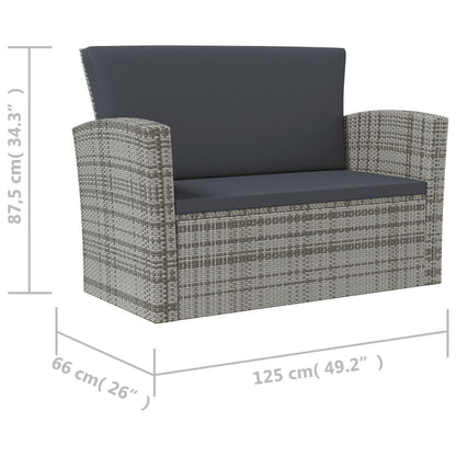 16-tlg. Garten-Lounge-Set mit Auflagen Poly Rattan Grau - Pazzar.ch