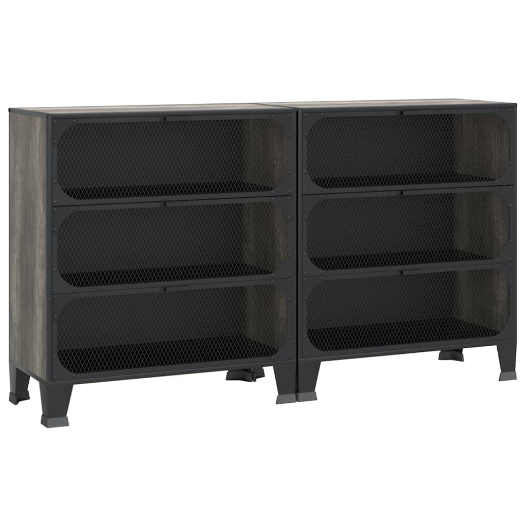 Lagerschränke 2 Stk. Grau 72x36x82 cm Metall und MDF - Pazzar.ch