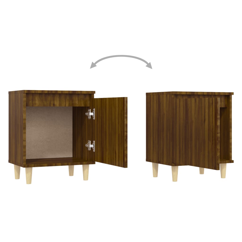 Nachttisch mit Massivholz-Beinen Braun Eichen-Optik 40x30x50cm - Pazzar.ch