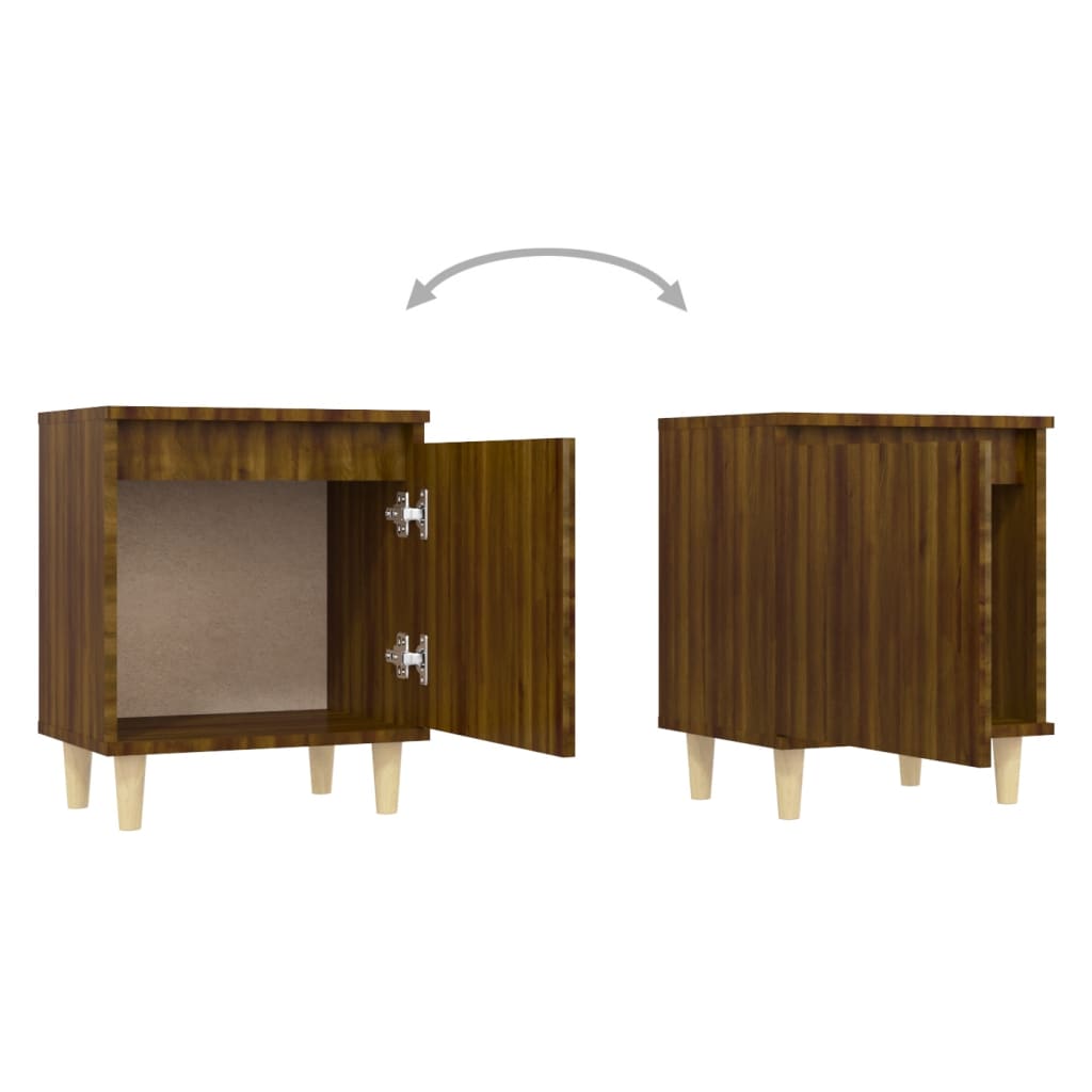 Nachttische 2 Stk. Massivholz-Beinen Braun Eiche 40x30x50cm - Pazzar.ch