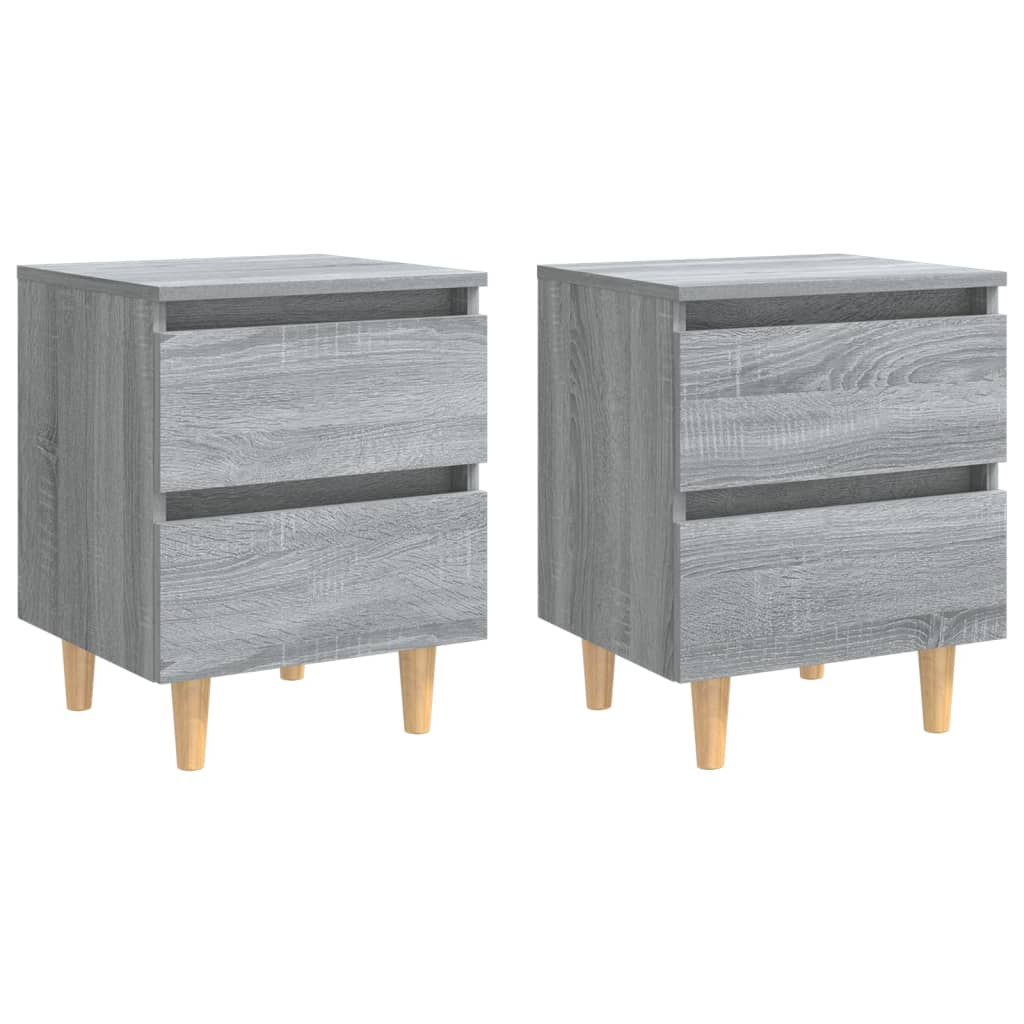 Nachttisch mit Massivholz-Beinen 2 Stk. Grau Sonoma 40x35x50cm - Pazzar.ch