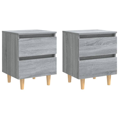 Nachttisch mit Massivholz-Beinen 2 Stk. Grau Sonoma 40x35x50cm - Pazzar.ch
