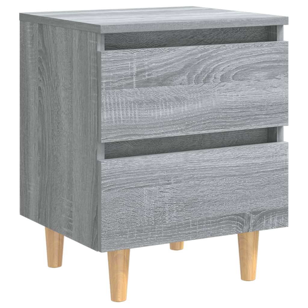 Nachttisch mit Massivholz-Beinen 2 Stk. Grau Sonoma 40x35x50cm - Pazzar.ch